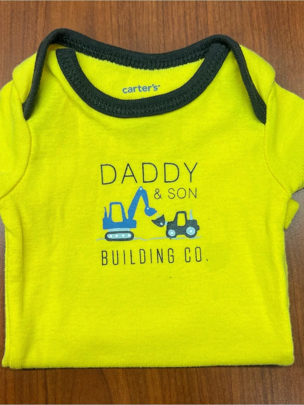 Carter's Yellow Short-Sleeve 'Daddy & Son Building Co.' One-Piece with Navy Trim